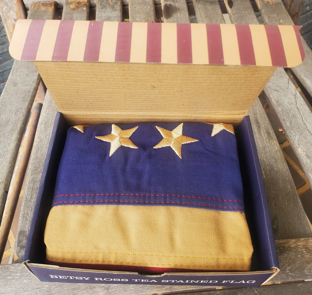 Betsy Ross Flag | 13-Star 1776 | 3'x5' Cotton | Embroidered Stars | Tea-Stained | Brass Grommets