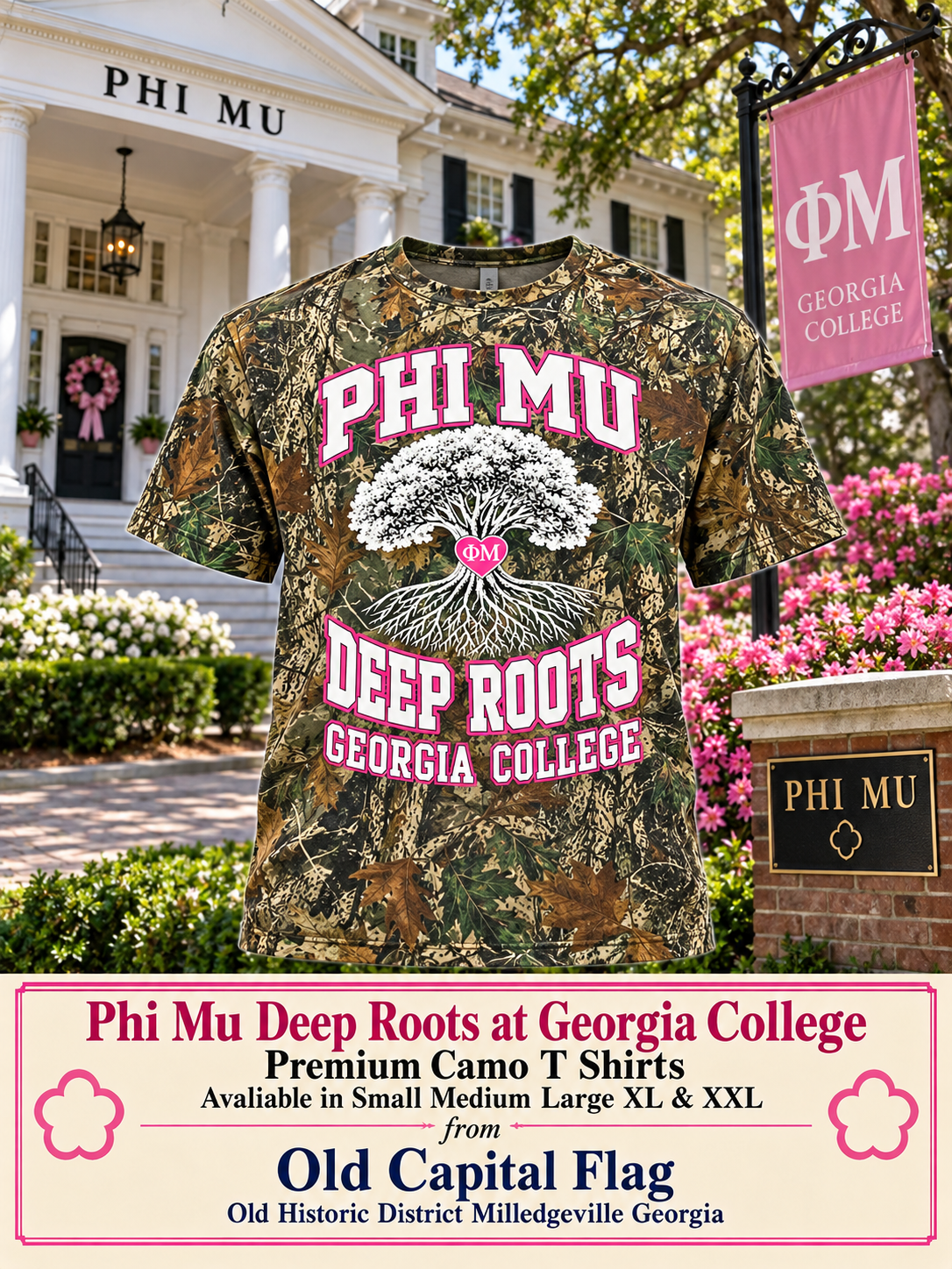 Phi Mu Georgia College Deep Roots Festival T Shirts Camo Pre Order