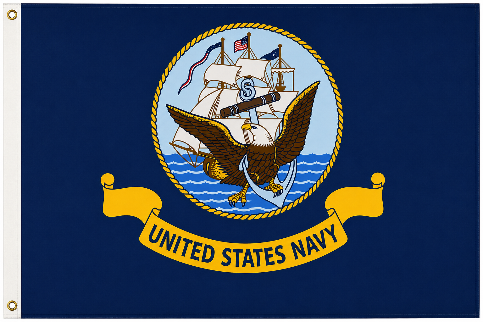 American Flag & US Navy Flags Set 1 of Each Real Brass Grommets 100% Outdoor Nylon