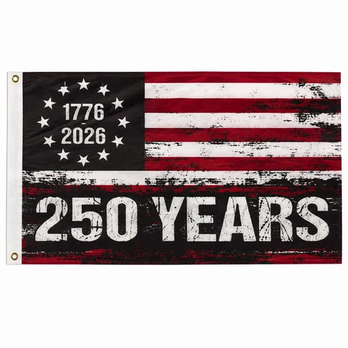 250 Years Distressed Flag – Semiquincentennial Commemorative 1776-2026 | 3'×5'