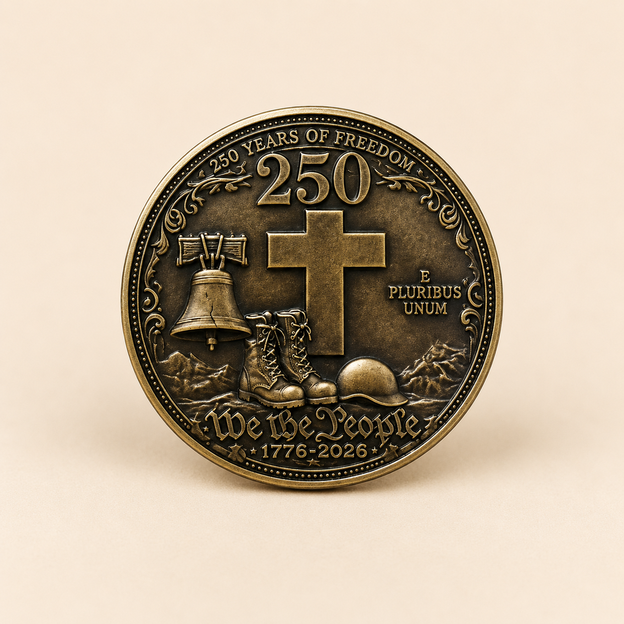 250 Years of Freedom Lapel Pin | We the People 1776–2026 | Antique Bronze Finish