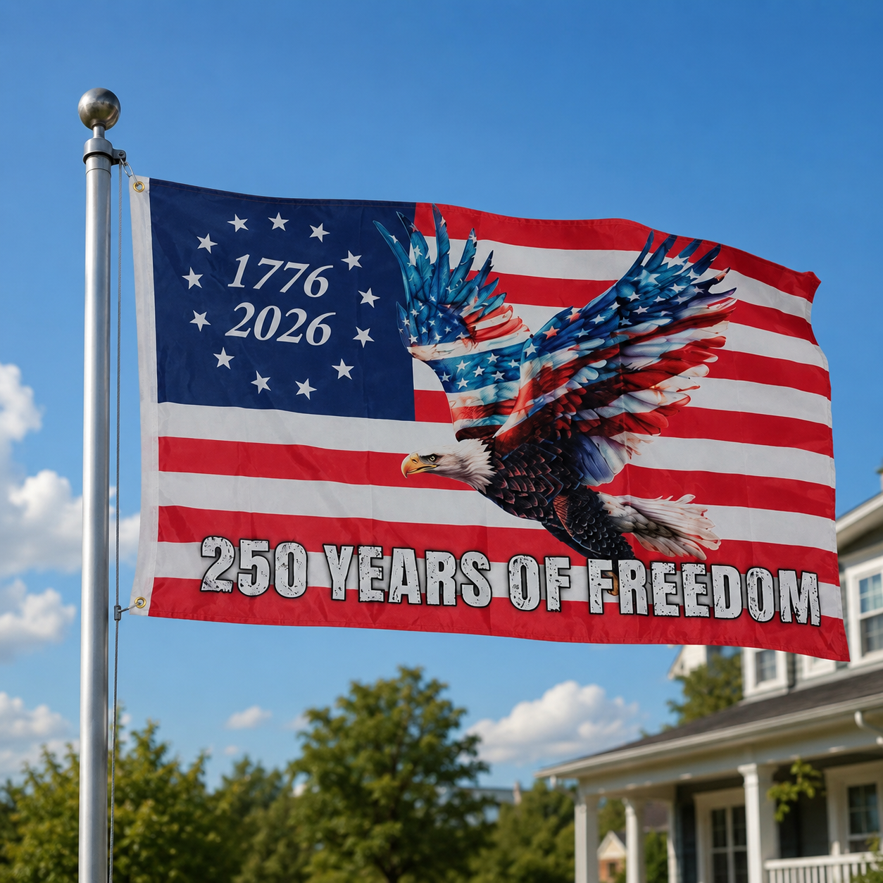 1776–2026 Patriotic Eagle 3'x5' Flag | 250 Years of American Freedom