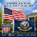 American Flag & U.S. Navy Flag Set – Officially Licensed Nylon Flags with Brass Grommets