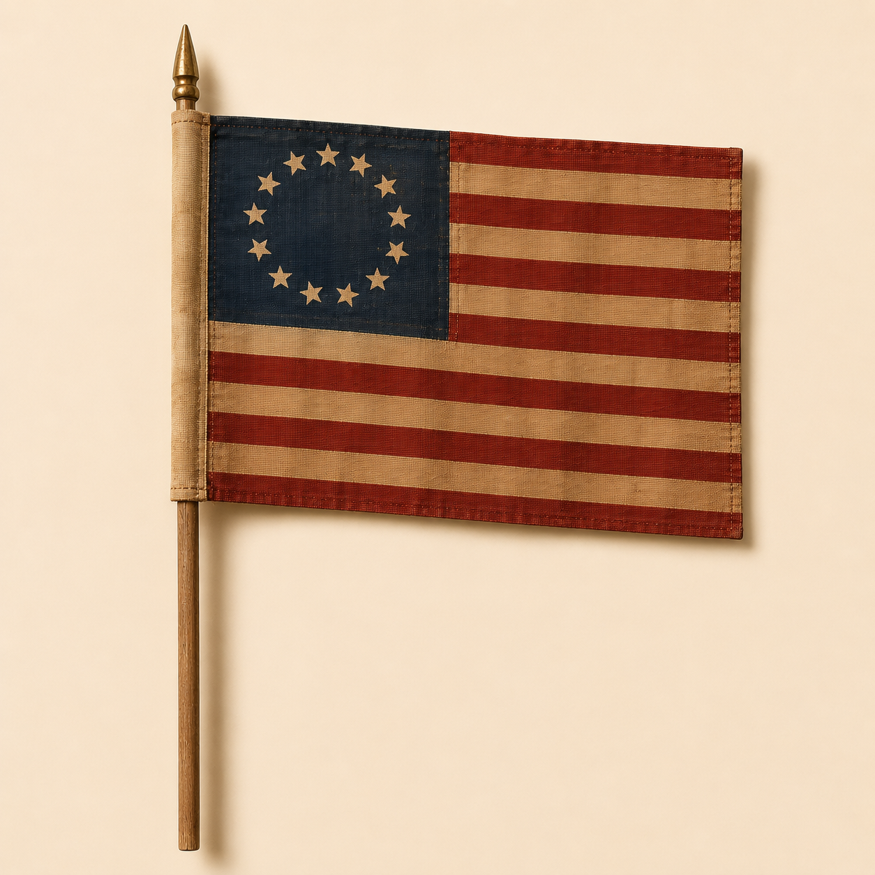 Vintage Betsy Ross 4"x 6" Wooden Stick Flags