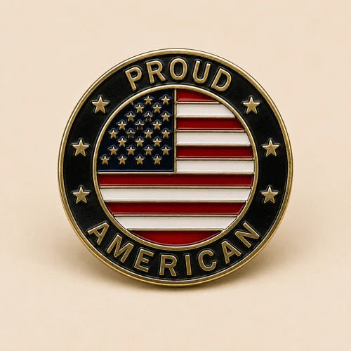 Proud American Flag Lapel Pin | Antique Bronze Heritage Edition