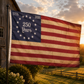 Betsy Ross 250 Years Anniversary Flag | 1776–2026 | 3'x5' Nylon | Vintage Distressed