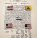 Founding Flags of America Pin Collection | 5 Cloisonné Lapel Pins on Constitutional Parchment