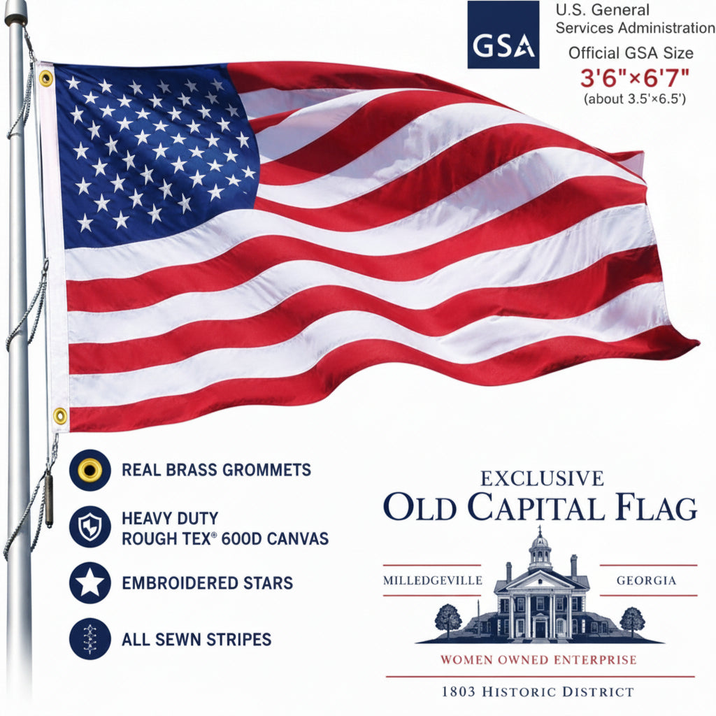 GSA American Flag 3.5'×6'7.75" | Official US Government Size | Heavy Duty ROUGH TEX® | Brass Grommets