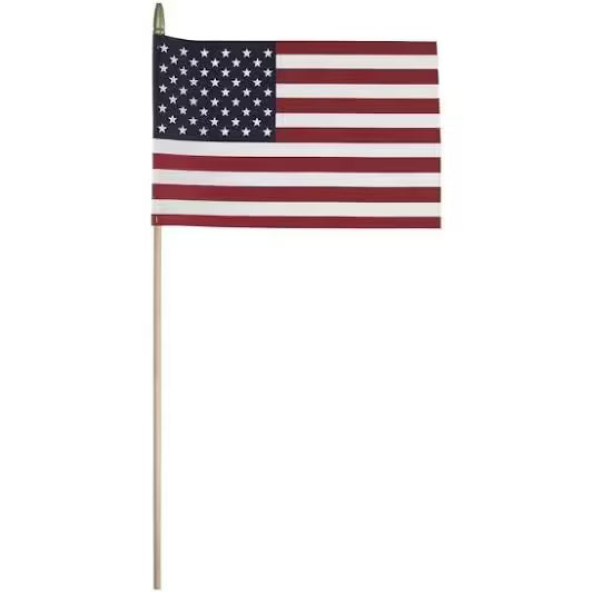 American Stick Flags 12"×18" | 30" Wooden Staff | Gold Spear | Sewn Edges | Made in USA